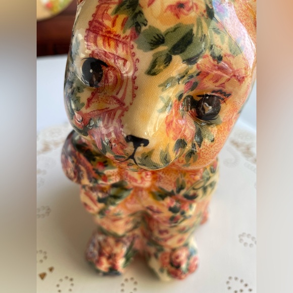 Floral Patterned Decoupage Vintage Cat Decor - Picture 5 of 16